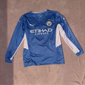PUMA Manchester City Long Sleeve Soccer Jersey in Blue, Size M